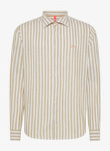 Carica l'immagine nel visualizzatore di Gallery, Sun 68 Camicia uomo in lino a righe beige e bianche