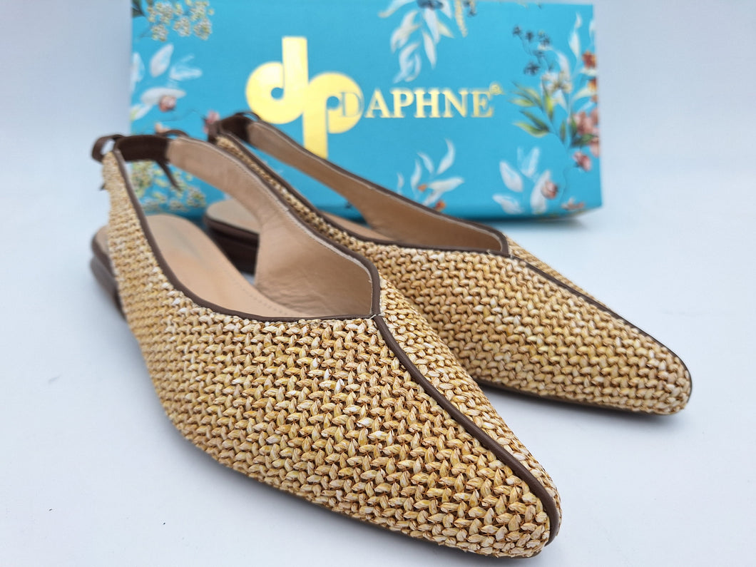 Daphne slingback in pelle e rafia