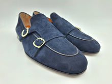 Carica l&#39;immagine nel visualizzatore di Gallery, Santoni Mocassino con doppia fibbia da uomo in suede
