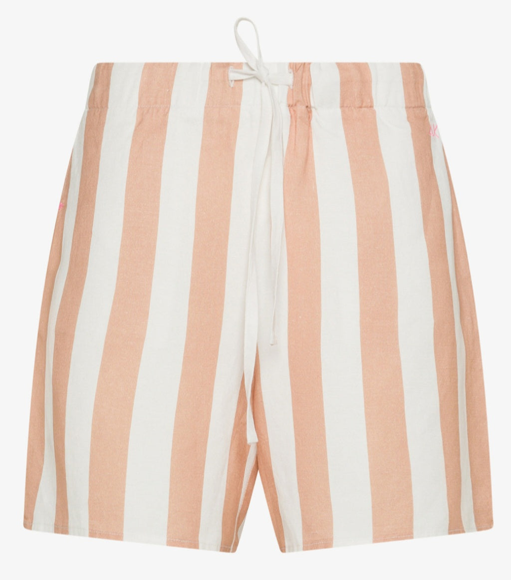 Sun 68 shorts donna in lino a righe bianche e cammello