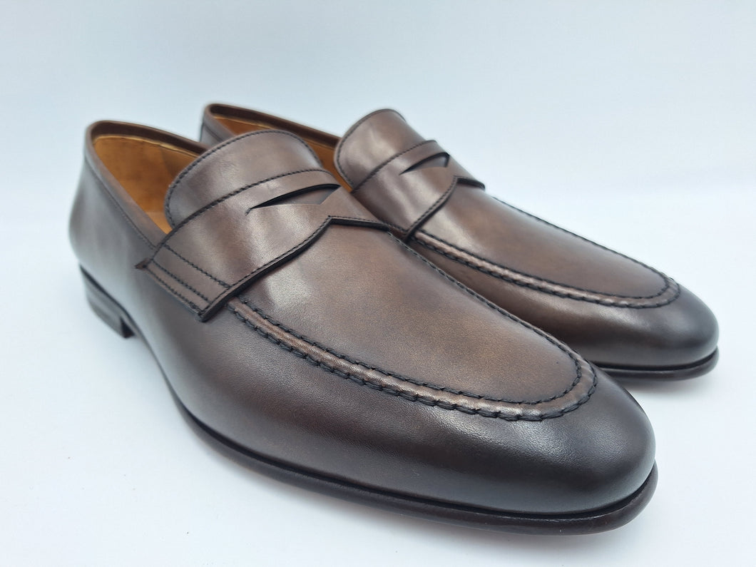 Berwick 1707 Mocassini uomo in vitello pieno fiore color testa di moro