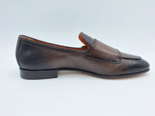 Carica l&#39;immagine nel visualizzatore di Gallery, Santoni Mocassino con doppia fibbia da uomo in pelle marrone
