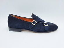 Carica l&#39;immagine nel visualizzatore di Gallery, Santoni Mocassino con doppia fibbia da uomo in suede
