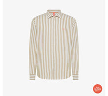 Carica l&#39;immagine nel visualizzatore di Gallery, Sun 68 Camicia uomo in lino a righe beige e bianche
