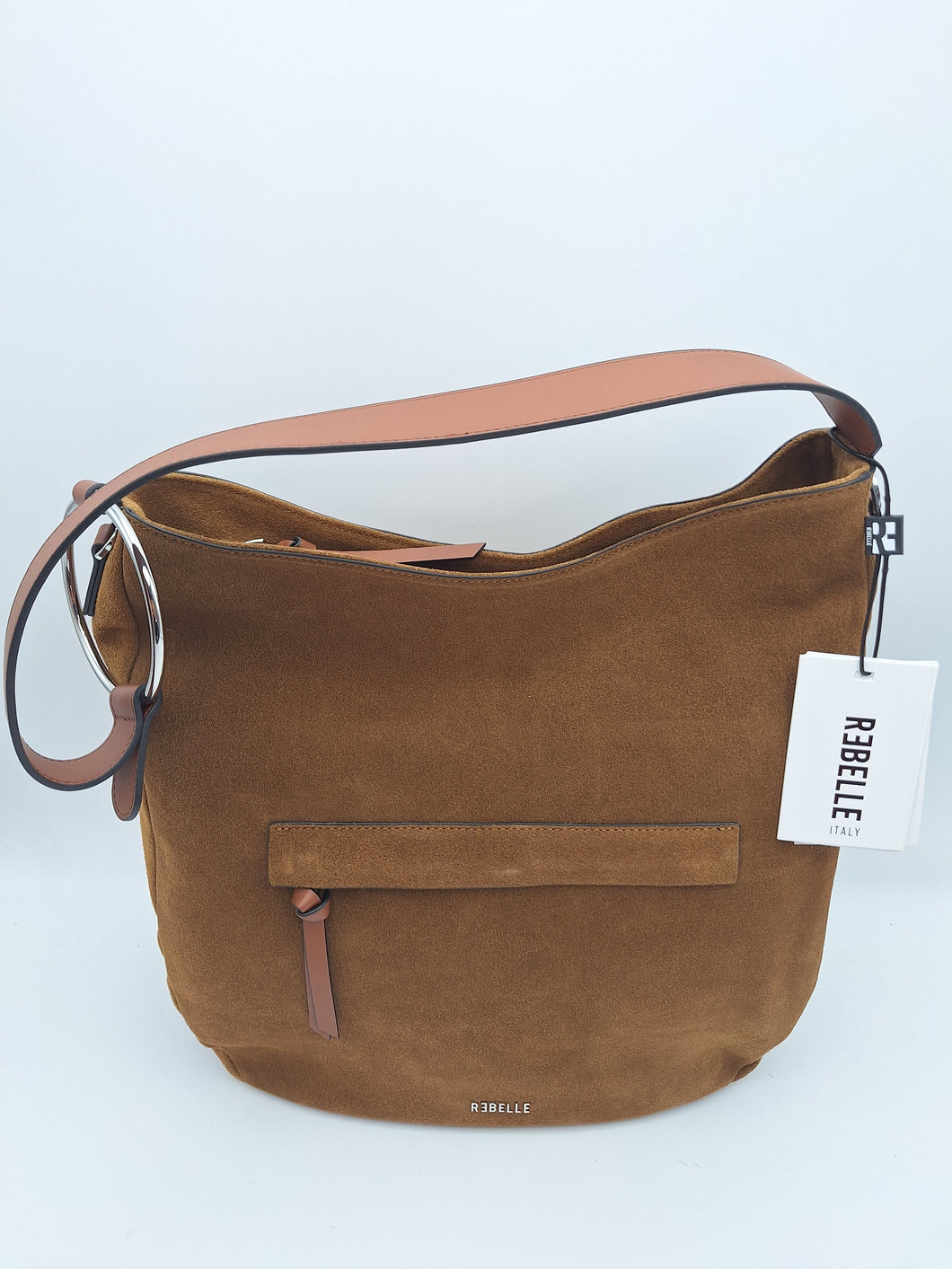 Rebelle borsa in pelle tabacco zip